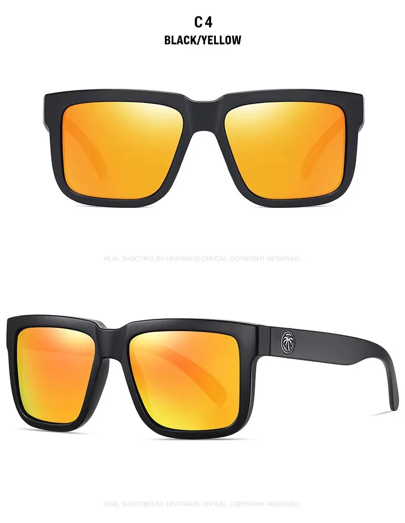 Lenses Color: WHITE - NEW High quality luxury Heat Wave brand Polarized sunglasses square Conjoined lens Women men sun glasses UV400HW02