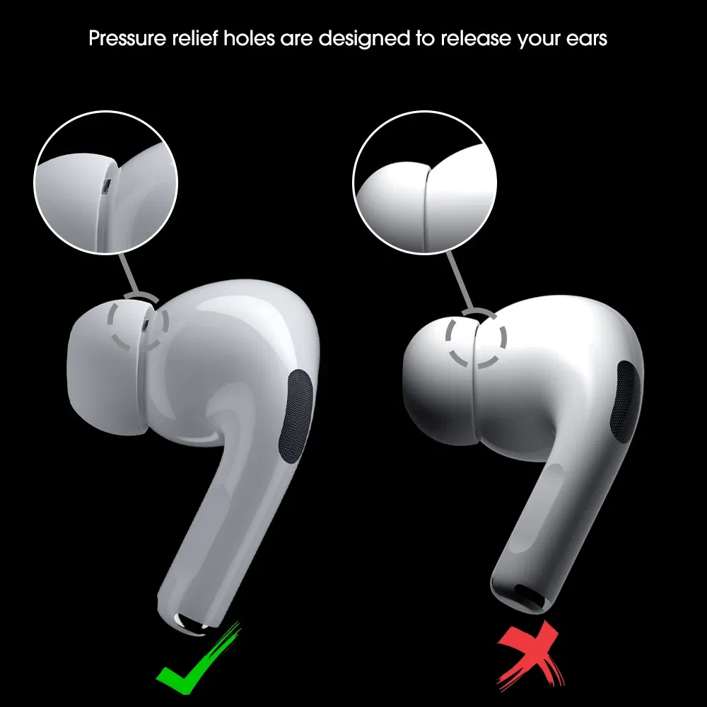 Color: Khaki - Replacement Earbuds Eartip For AirPod Pro 1/2 Generation Wireless Earphone Soft Silicone Earplug Cover Noise Reduction Ear Cap