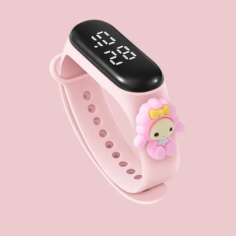 Color: camel - Disney Stitch LED Waterproof Kids Digital Watch Spiderman Hulk Children Watch Sports Touch Electronic Kids Gifts