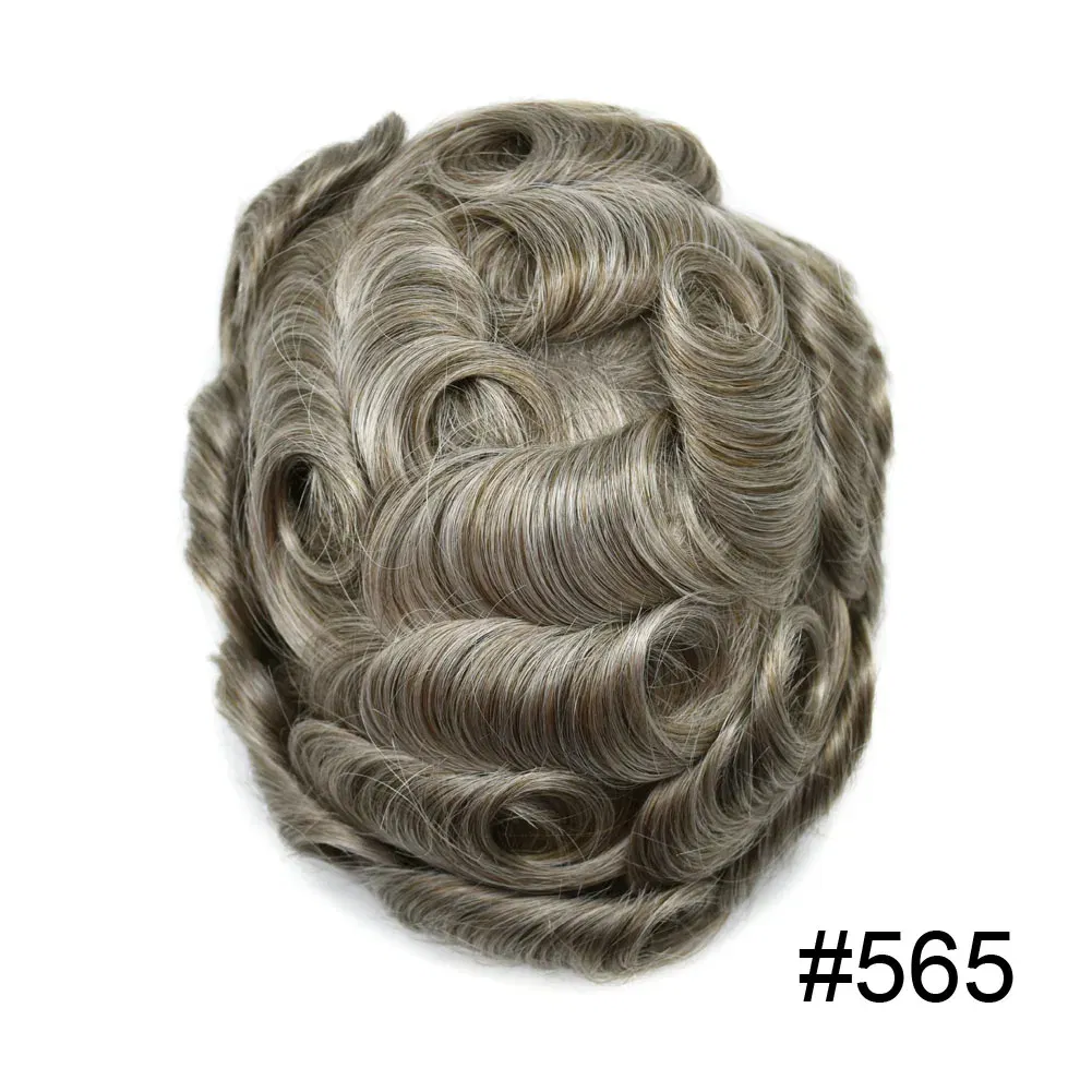 Toupee Color: 565#, Toupee Density: 90%, Length: 6 inches, Ships From: CHINA, Toupee Size: 8x10 - Men Toupee Hair Systems Ultra Thin Skin 0.06MM V-LOOP Capillary Prosthesis Invisible Hairline Real Human HairPieces Hair Units
