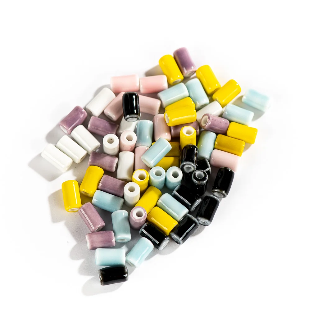 Color: Lavender - 10mm 20pcs Small Tube Pure Color Ceramic Beads Handmade Jewelry Making Supplies Bulk Wholesale Necklace Joias Diy #XN336-1