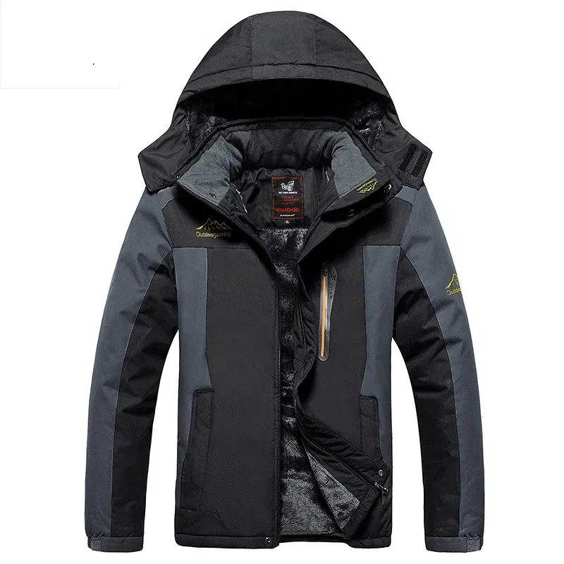 Color: Mint, Size: 5XL - TELLHIGH 2024 Winter Parka Men Jacket Mens Plus Velvet Men Hooded Windbreaker Coats Men Casual Warm Jackets Coat Detachable Hat