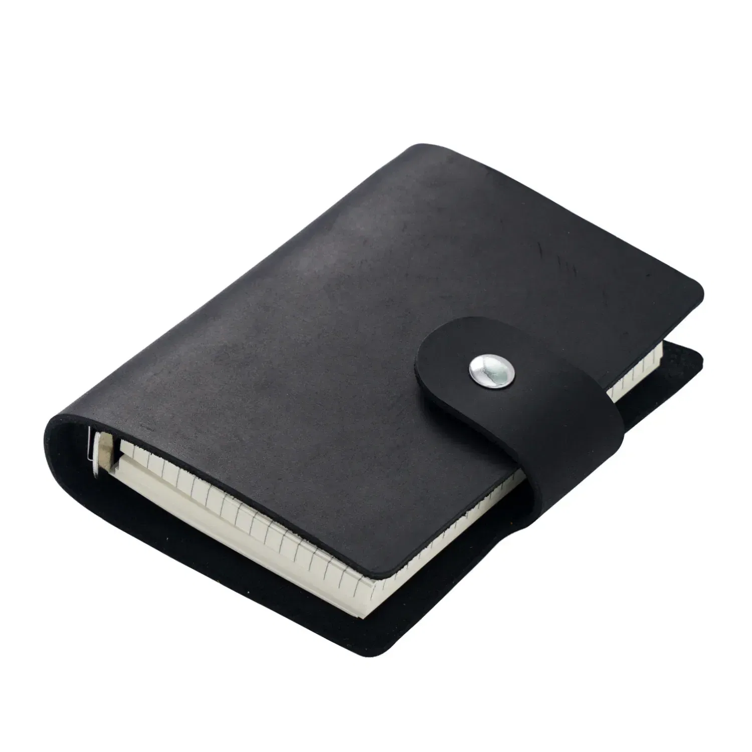 Color: green - Genuine Leather A8 Size Ring Planner Cowhide 5-hole Rings Mini Notebook with 15 MM silver Rings Retro Organizer Diary Notepad