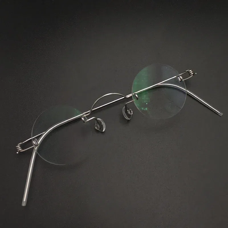 Frame Color: WHITE, Ships From: CHINA - Handmade glasses custom retro frameless small round men and women myopia prescription reading glasses screwless eyewear