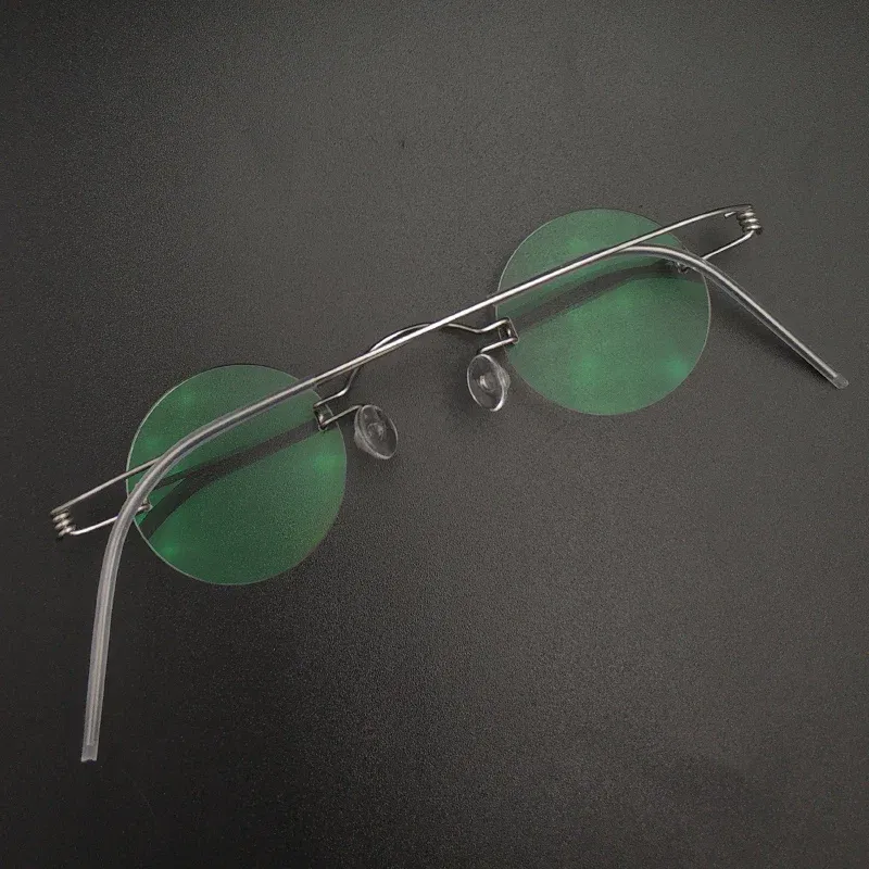 Frame Color: WHITE, Ships From: CHINA - Handmade glasses custom retro frameless small round men and women myopia prescription reading glasses screwless eyewear