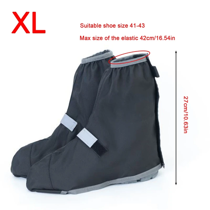 Color: Silver - Rainy Snowy Day Reusable Shoe Cover Hiking Fishing Motorcycle Cycling Rainproof Oxford Waterproof Boot Shoes Overshoes Protector