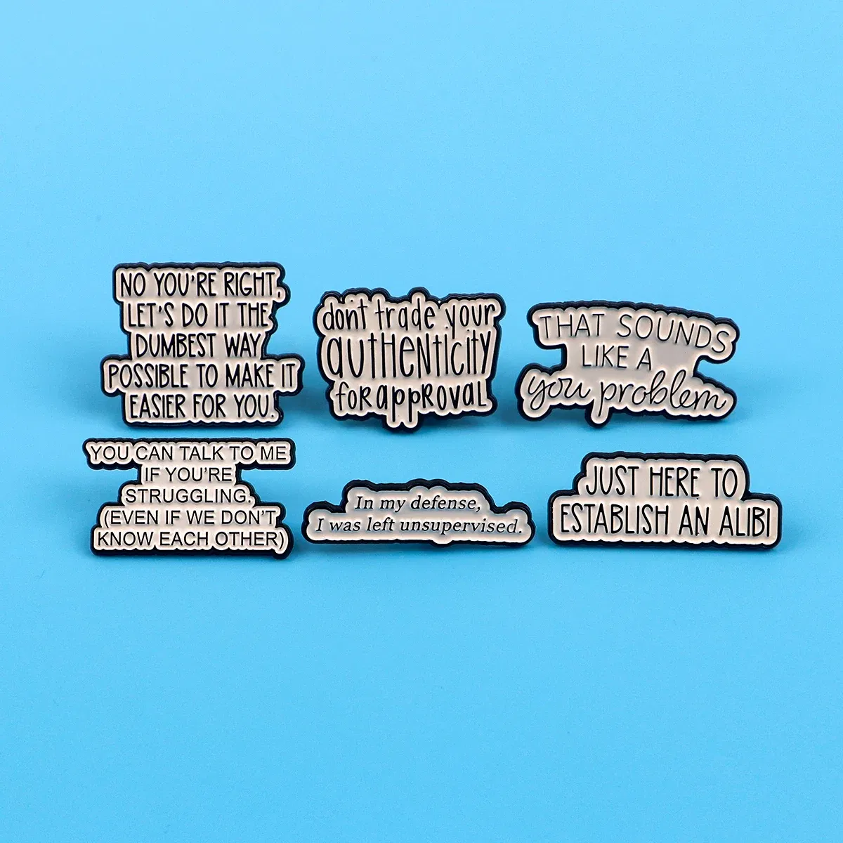 Metal color: SILVER PLATED, Main Stone Color: MULTI - Quotes Enamel Pins Cartoon Women's Brooches Men Lapel Pins Letters Badge on Backpack Costume Accessories Phrase Jewelry Gifts