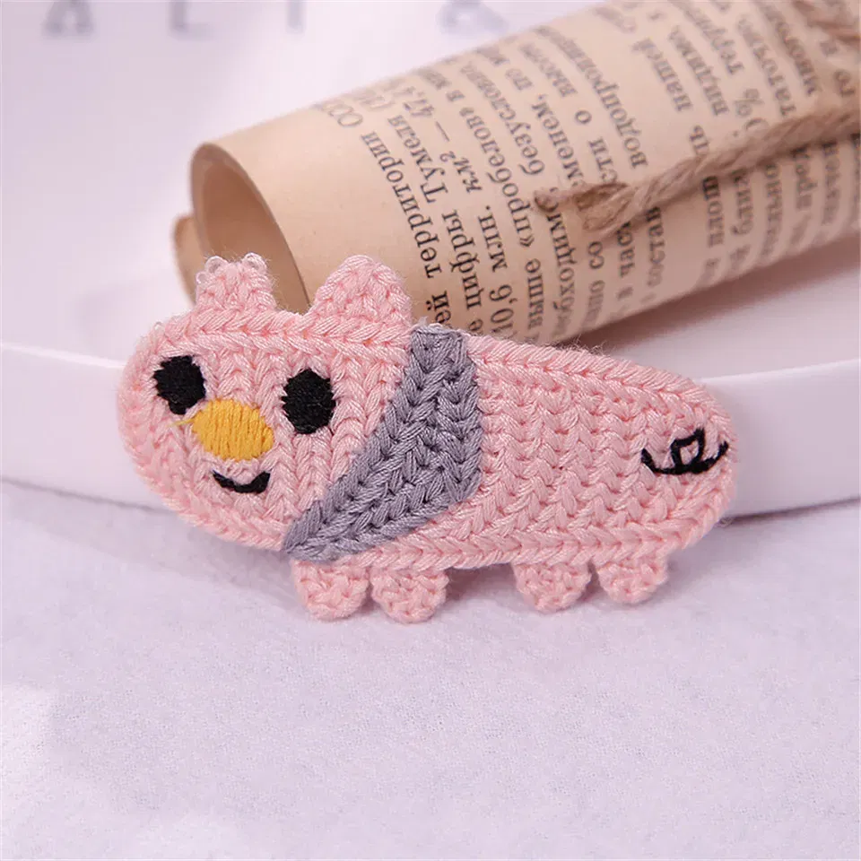 Color: Red - Cartoon Handmade Woolen Animal Hairpin Hair Accessories For Girls Hair Clips Children Glitter Felt Fabric Hairclip Cat Barrettes