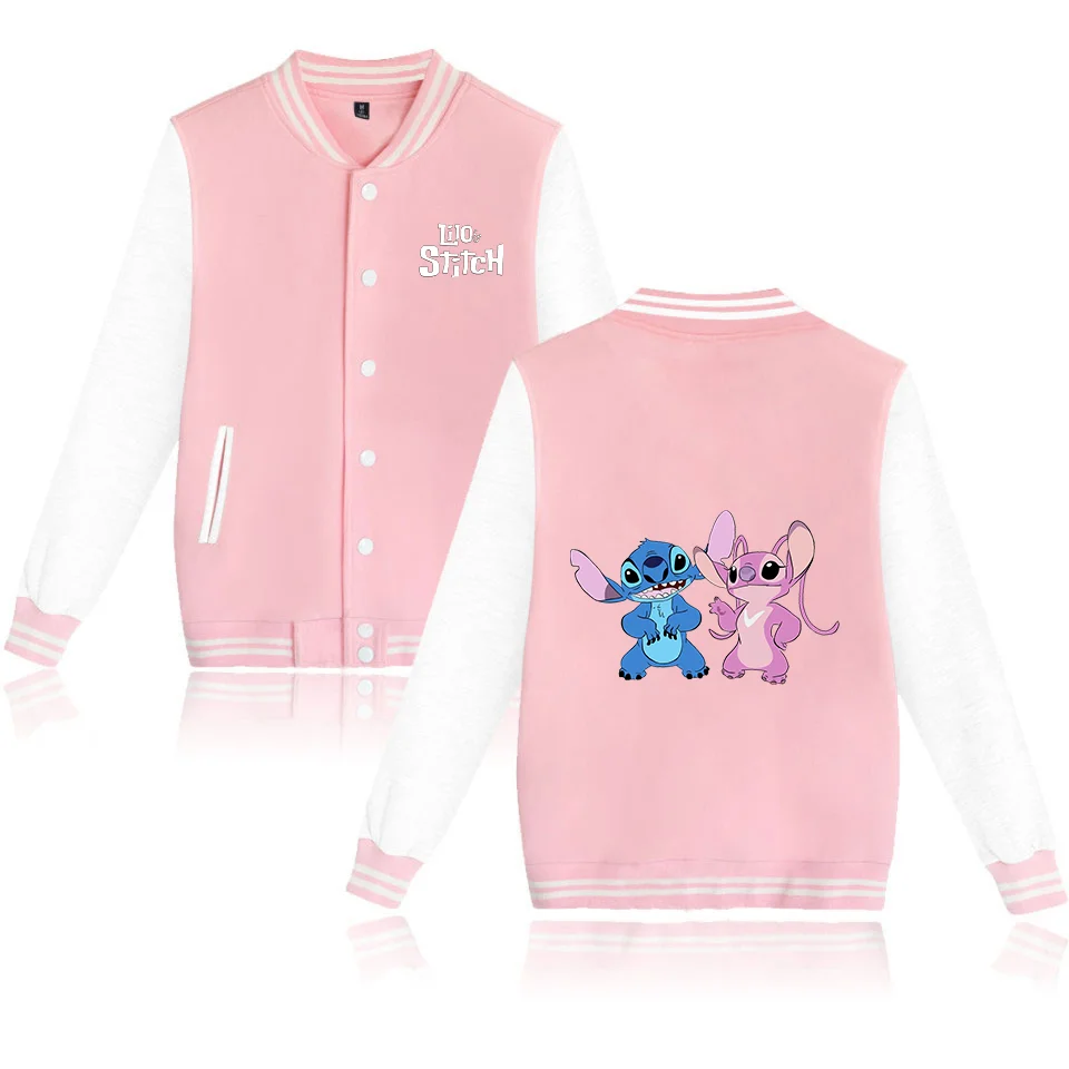 Color: WHITE, Size: XXXL - Lilo Stitch Baseball Jacket Men Women Hip Hop Harajuku Jackets Streetwear Kids Boys Girls Loose College Coats