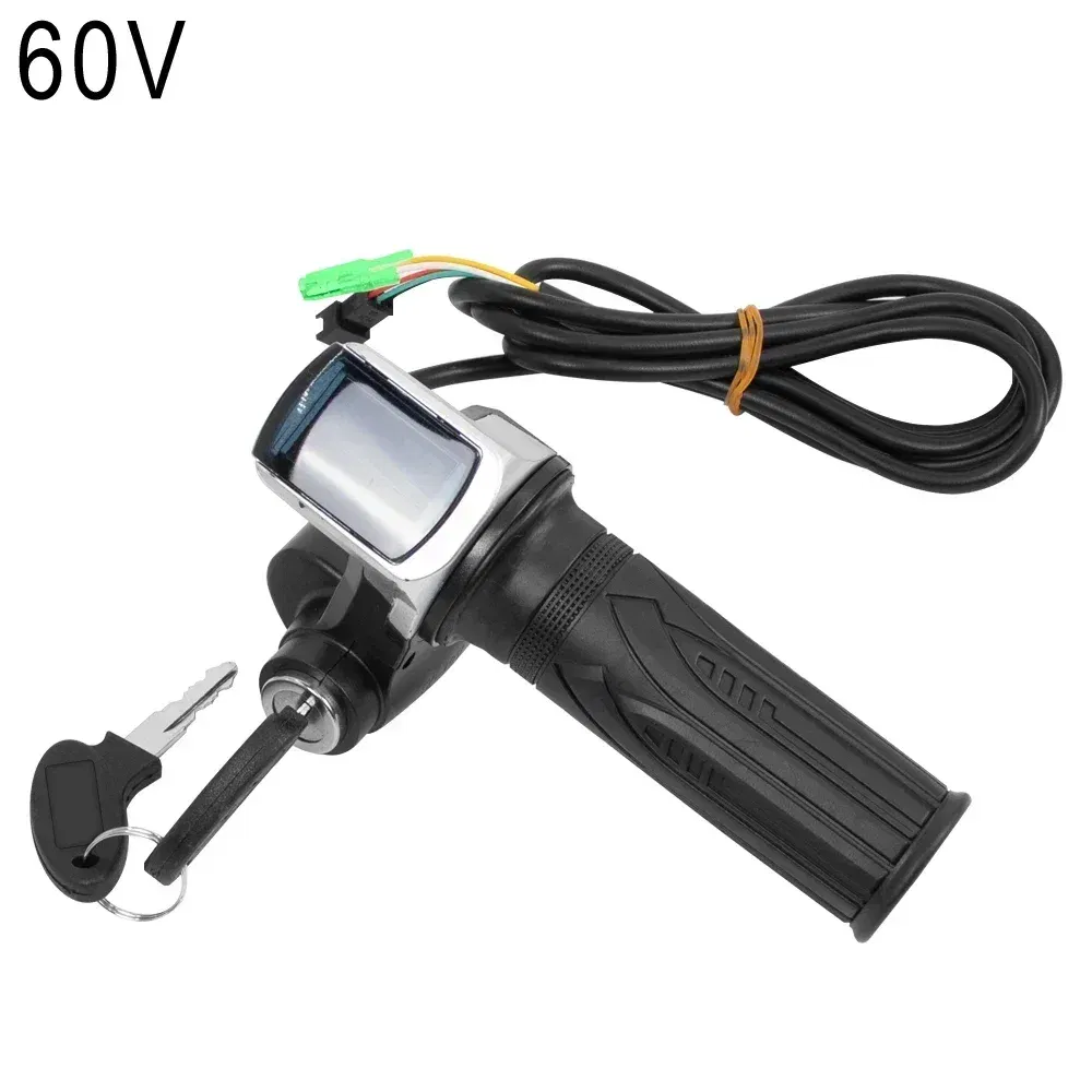 Color: light yellow - Throttle Grip E-bike Handlebar with Lock Ebike 36V 48V 60V Electric Bicycle Scooter Accelerator Power Indicator Key LED Display