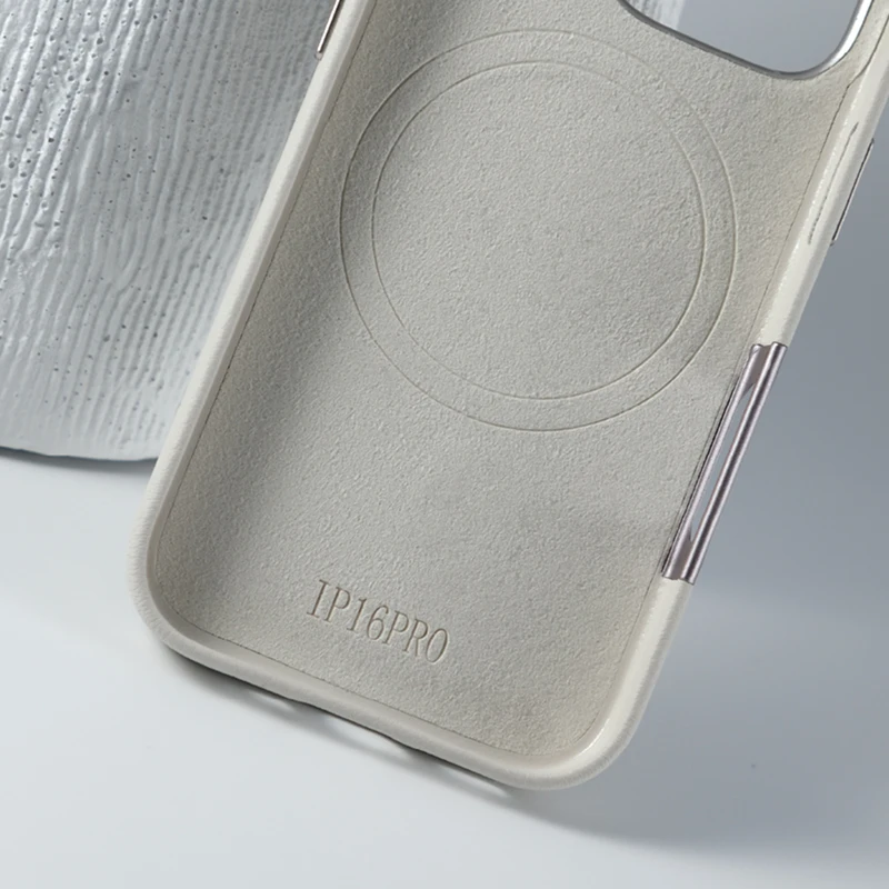 Alloy Lens Protective Wireless Charging MagSafe Phone Case For iPhone 16 Pro 16pro max 16plus Simple Solid Color Leather Cover