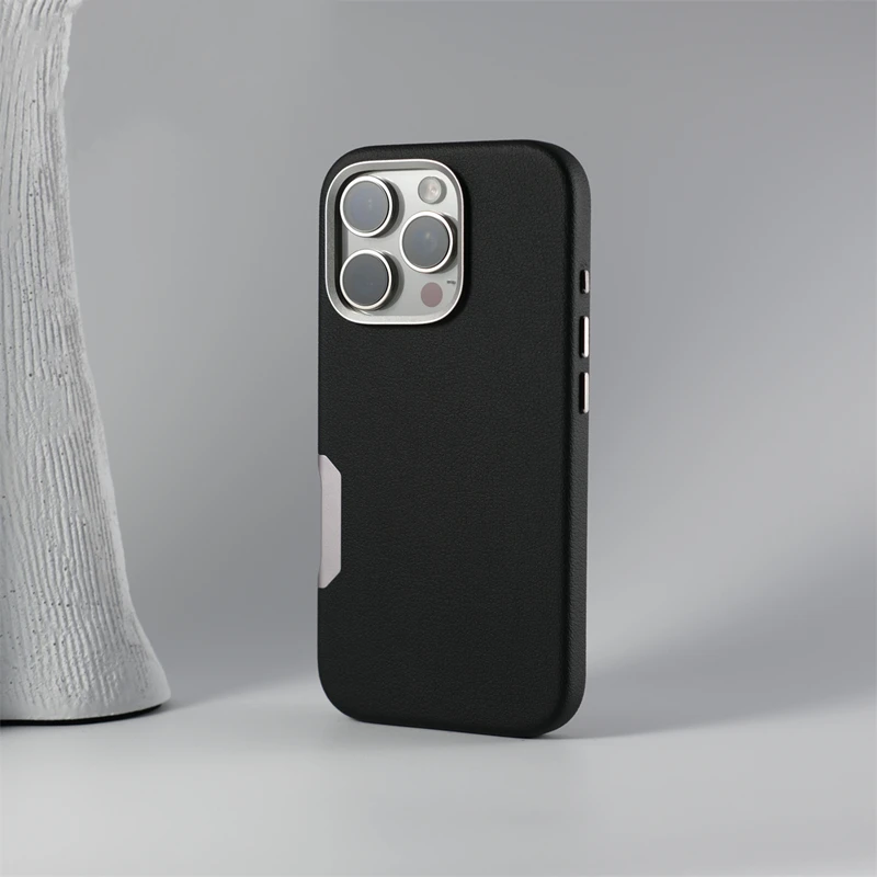 Alloy Lens Protective Wireless Charging MagSafe Phone Case For iPhone 16 Pro 16pro max 16plus Simple Solid Color Leather Cover