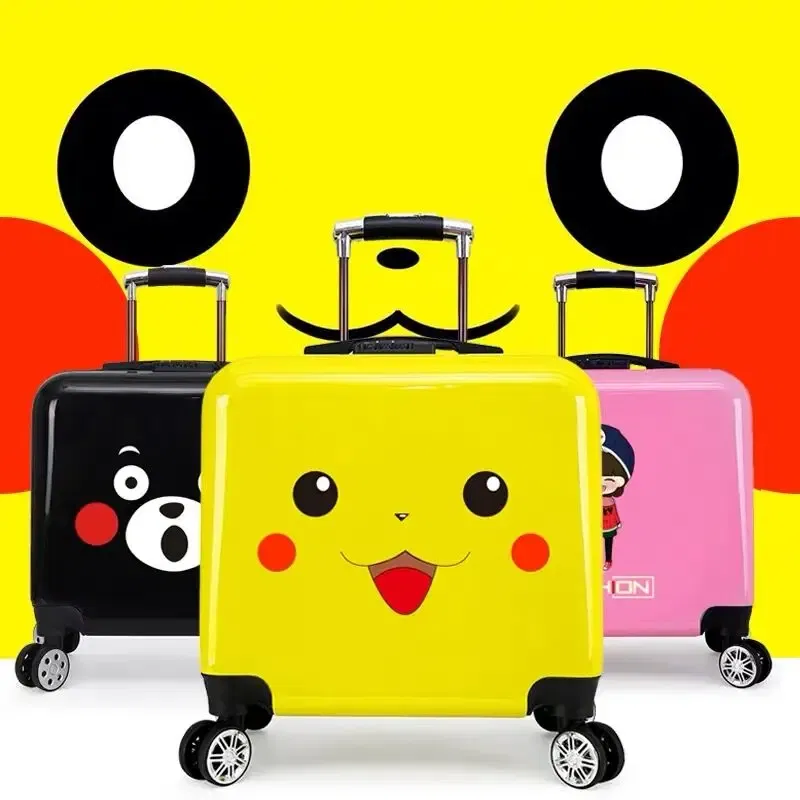 Color: SKY BLUE, Luggage Size: 18Inches 450mm - New boy cartoon trolley case kids suitcase rolling luggage girl lovely trolley box children school luggage bag with wheels