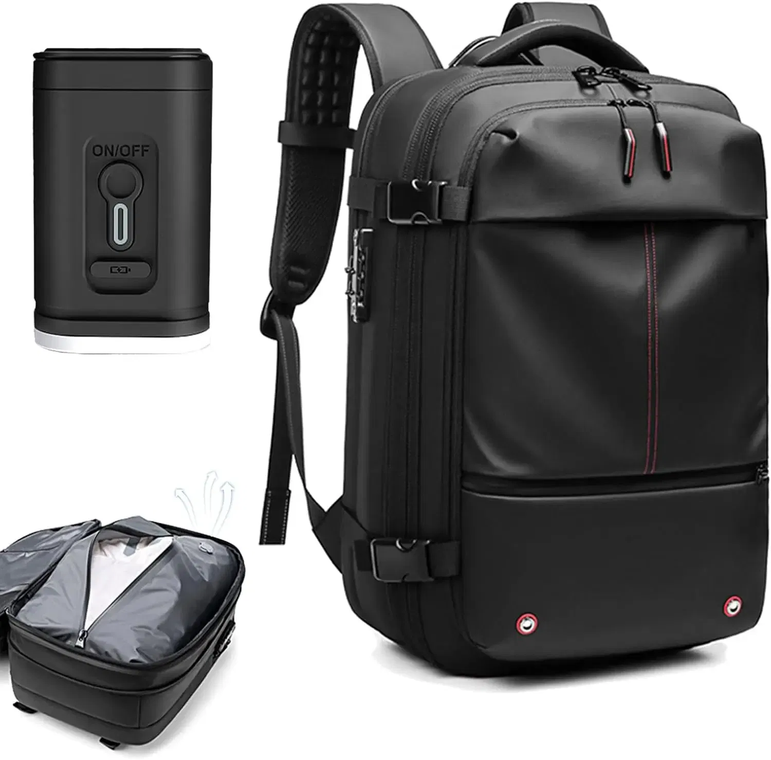 Color: Lavender - Airback Vacuum Compression Backpack with Vacuum Pump 60L Expandable Travel Backpack for Men Women Airline Approved Business Bag