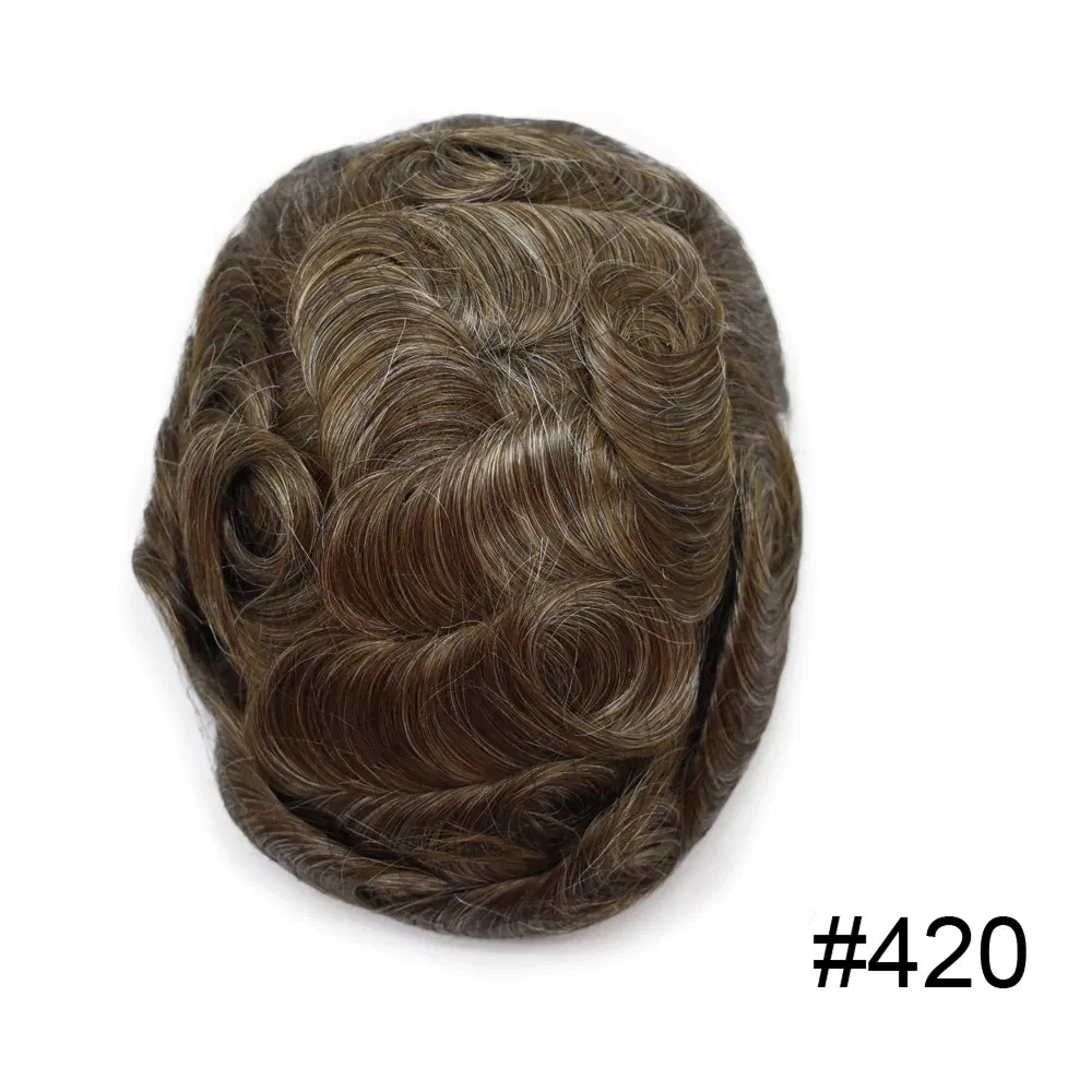 Toupee Color: 420#, Toupee Density: 90%, Length: 6 inches, Ships From: CHINA, Toupee Size: 8x10 - Men Toupee Hair Systems Ultra Thin Skin 0.06MM V-LOOP Capillary Prosthesis Invisible Hairline Real Human HairPieces Hair Units