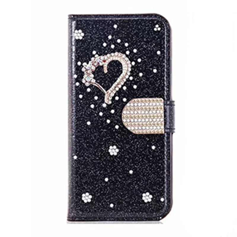 Color: black, Material: Silicon - Glitter Wallet Leather Case For Samsung Galaxy S25 FE S24 Ultra S23 Plus S22 S21 A35 A36 A56 A55 A13 A14 A15 A16 A26 A34 A33 A54