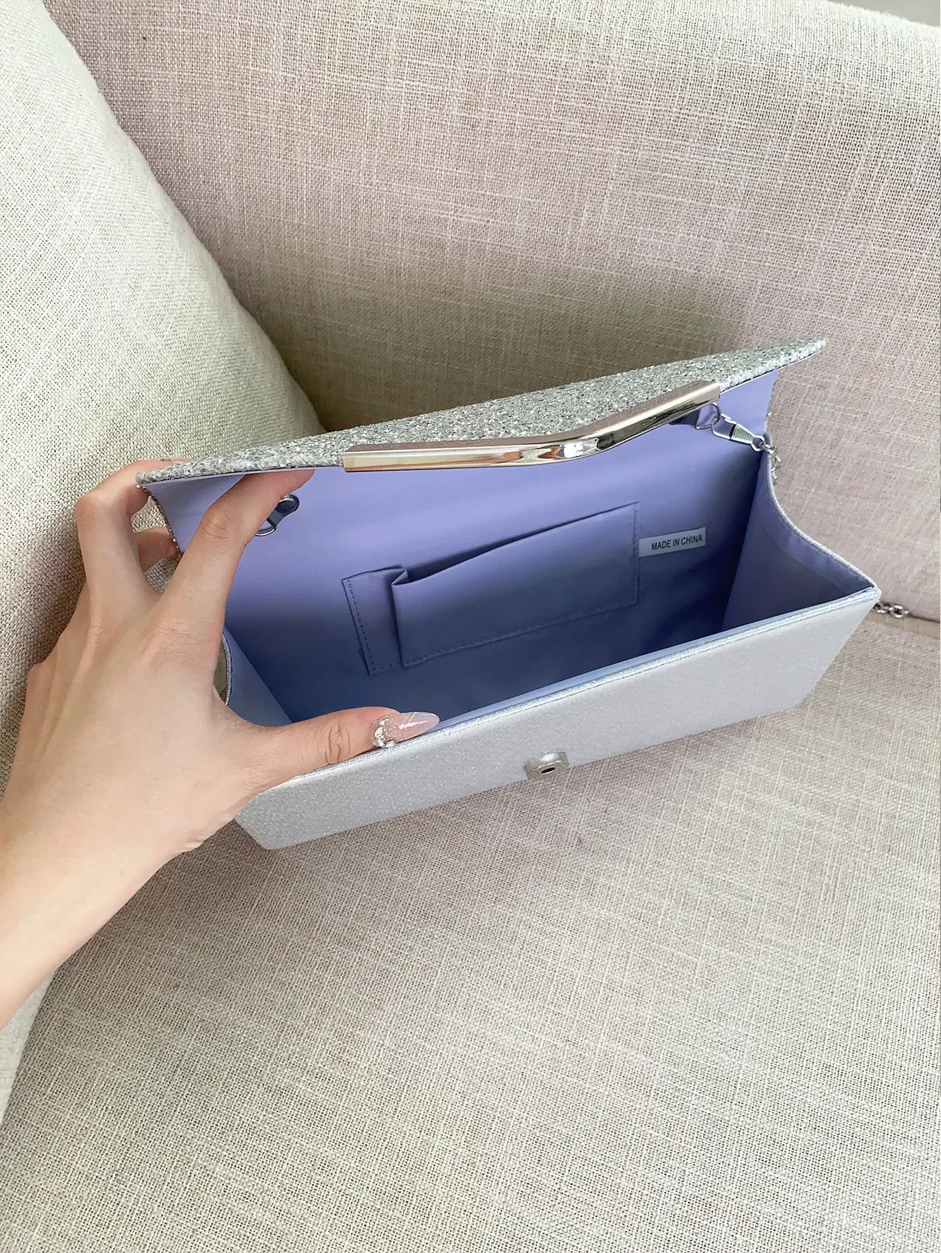 Color: Pink - Glitter Bling,Shiny Elegant And Fashionable Envelope Clutch Bag, Party Wedding Handbag For Women Dinner Bag