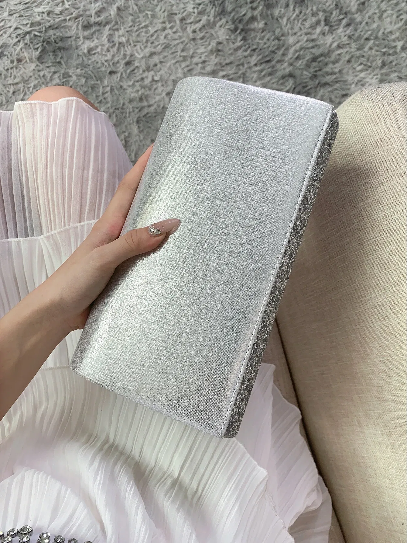 Color: Pink - Glitter Bling,Shiny Elegant And Fashionable Envelope Clutch Bag, Party Wedding Handbag For Women Dinner Bag