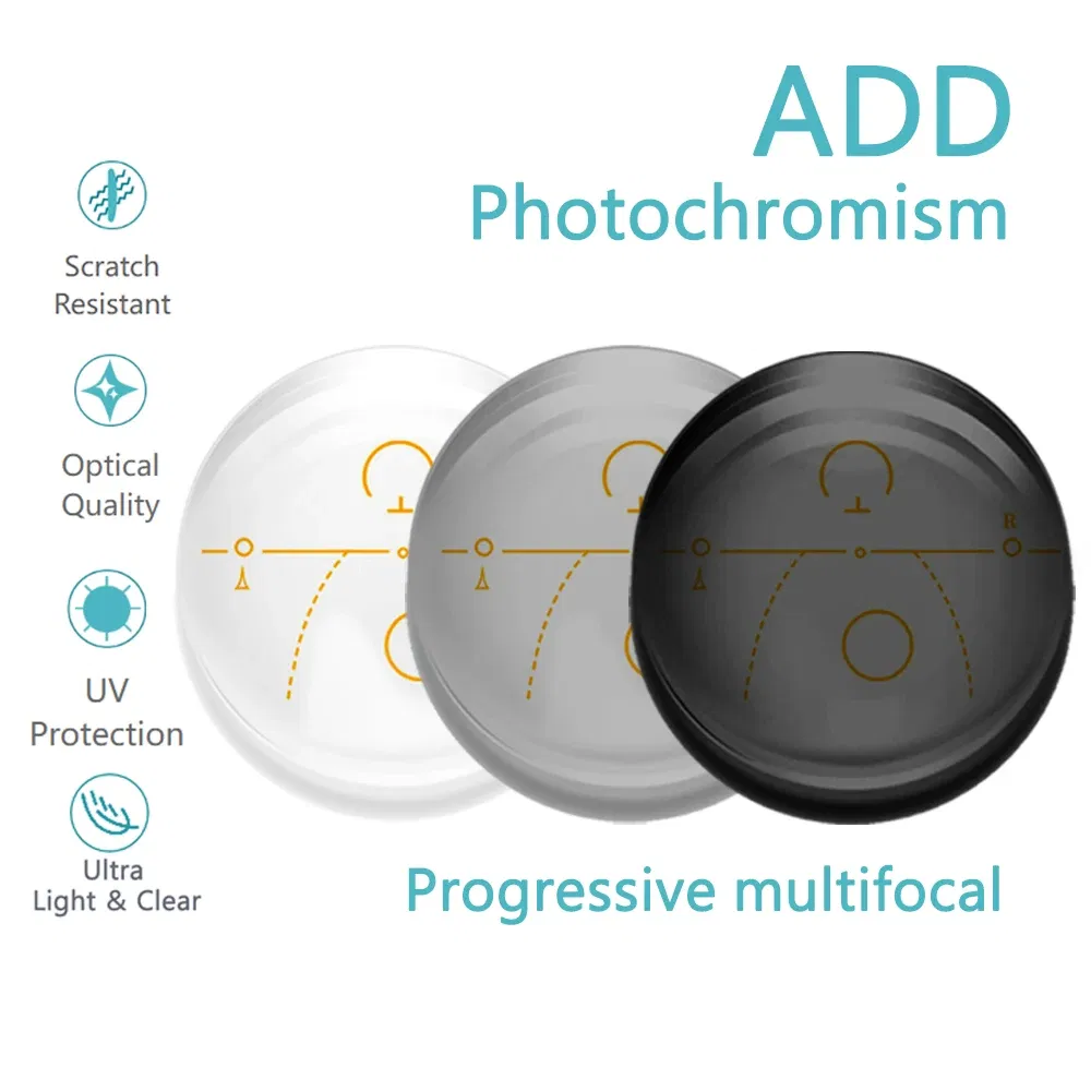Lenses Color: GRAY, Lens Index: 1.56 - A Pair Optical Lens Progressive Multi-focus & Photochromic Myopia Presbyopia Scratch-resistant 1.56 1.61 1.67 1.74 Index