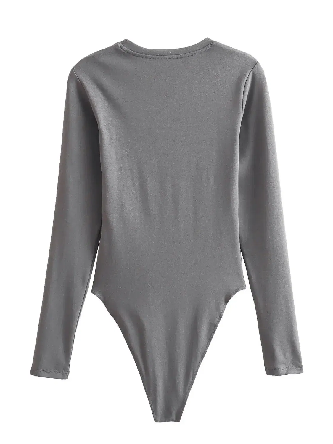 Color: Dark Grey, Size: M - XNWMNZ Women's Fashion 2023 Long sleeved Modal Bodysuit Women High Street Versatile Round Neck Slim Female Chic Bodysuit
