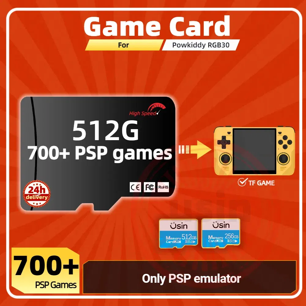 Color: Red, Ships From: CHINA - Game Card For Powkiddy RGB30 Memory TF Plug&Play Pre-install Retro Games PSP PS1 SD portable Handheld High Speed Card 1Tb 512G