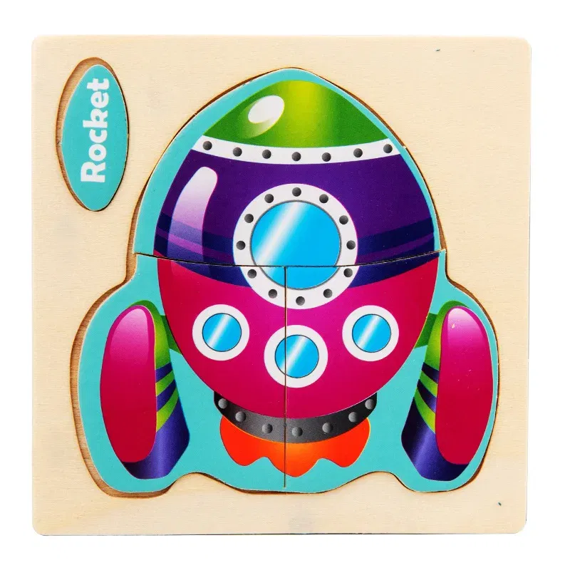 Color: DARK GRAY, Ships From: CHINA - Wooden Puzzle Jigsaw Toys For Children Wood 3d Cartoon Animal Puzzles Intelligence Kids Early Educational Toys for Children