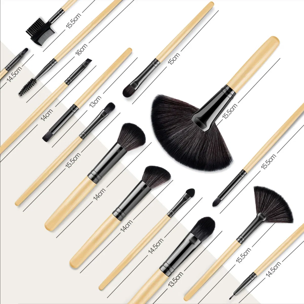 Handle Color: Black, Ships From: Russian Federation - Kaizm 32pcs Natural Hair Makeup Brushes Set Cosmetic Foundation Powder Eyeshadow Eyebrow Premium Wooden Make Up Brush Tools Kits