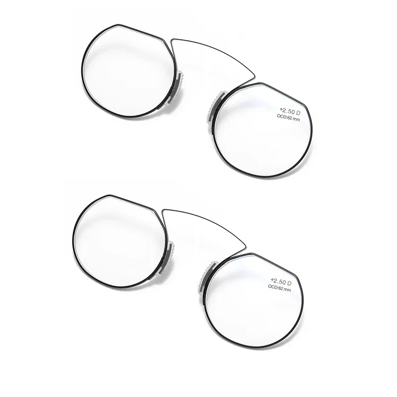 Frame Color: Yellow, Eye Prescription: +400 - Women Clip Nose Reading Glasses Anti Blue Light Presbyopic Glasses Men Portable Men's Eyeglasses Anti-Lost Legless Bezel + Case