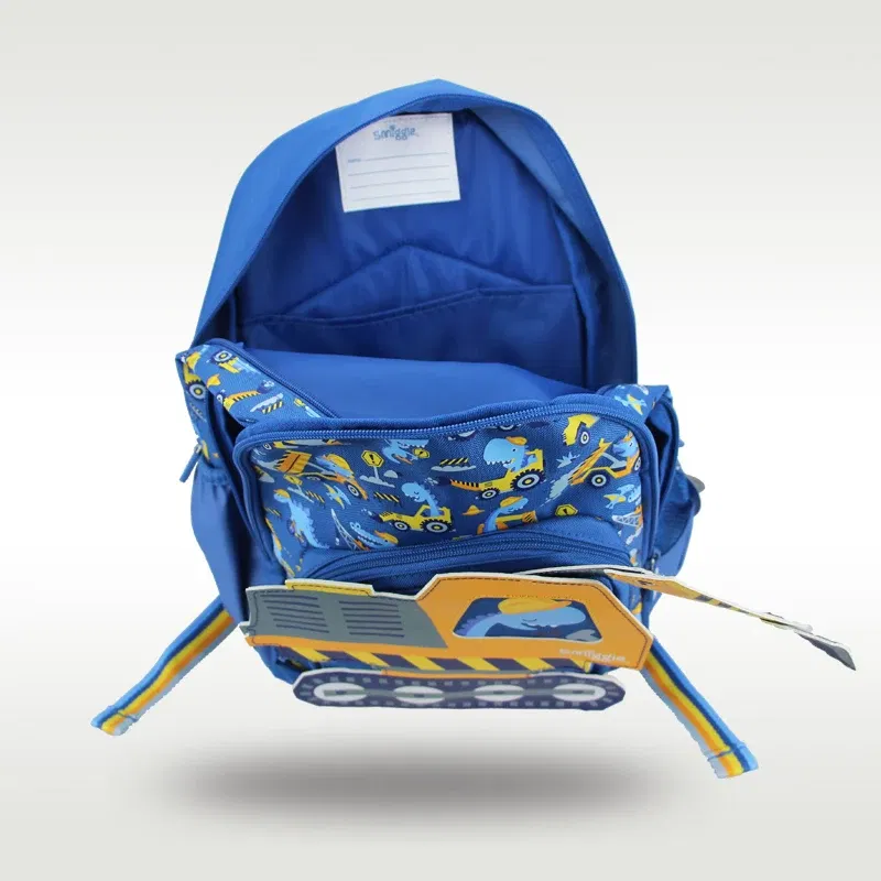 Australia smiggle original children's schoolbag boys excavating machinery shoulder backpack Kawaii 3-7 year modeling bags 14 inc