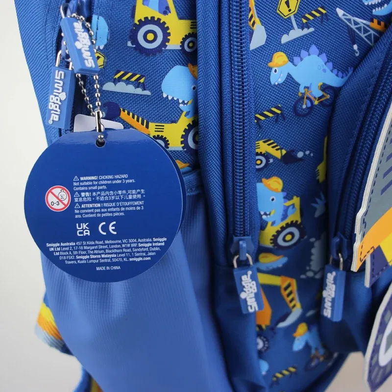 Australia smiggle original children's schoolbag boys excavating machinery shoulder backpack Kawaii 3-7 year modeling bags 14 inc
