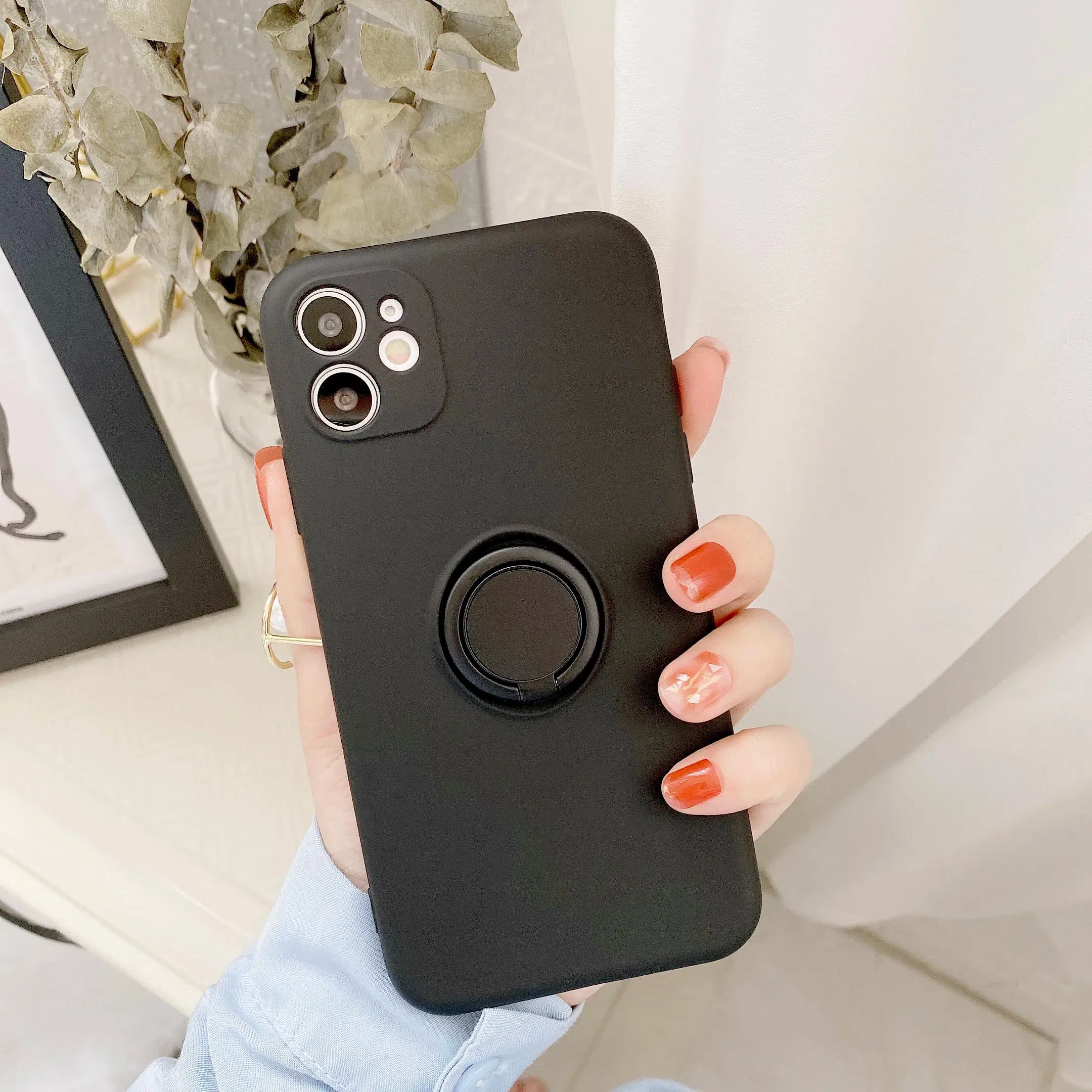 Color: black, Ships From: CHINA, Material: Vinyl - With Ring Holder Phone Case For Samsung Galaxy S25 Ultra S24 S23 S22 S21 Plus A13 A52 A53 A54 TPU Soft Back Cover
