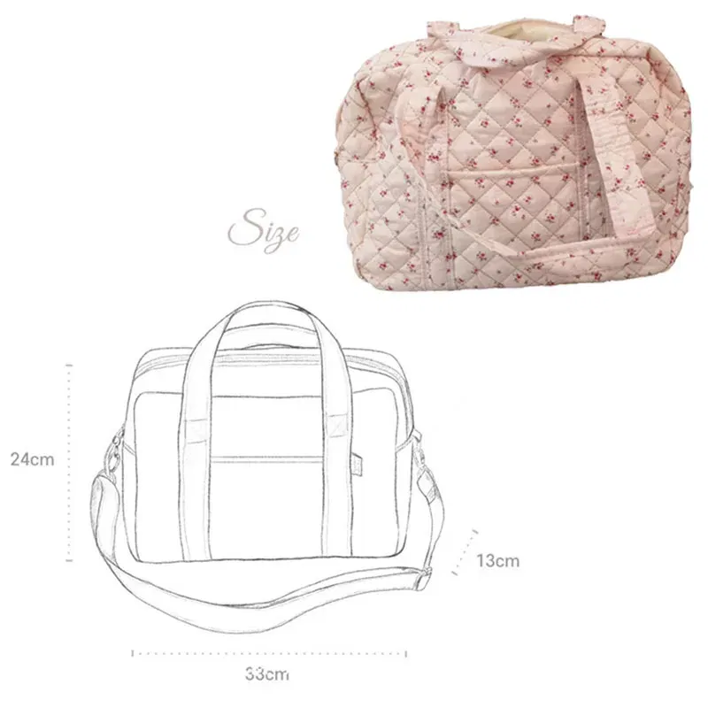 Color: Gold - New Embroidered Mom Bag Storage Bag Large Capacity Mommy Travel Bag Fashion Multi-functional Handbag Lightweight Diagonal