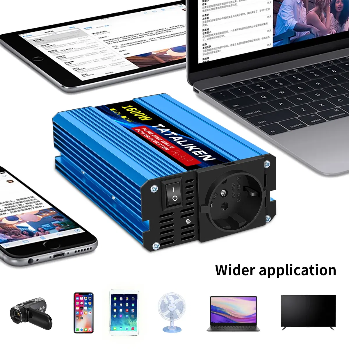 Color Name: Green - Pure Sine Wave Inverter 1600W/2200W/3000W/4000W DC 12V/24V to AC 220V 50hz Power Inverter Charger Converter Adapter EU Socket