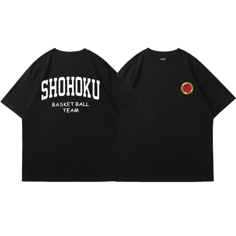 Color: Dark Grey, Size: M - Japanese Anime Shohoku Basket Ball Team T-Shirt Men Women Sakuragi Hanamichi Print T Shirts Oversized Cosplay Unisex Clothes