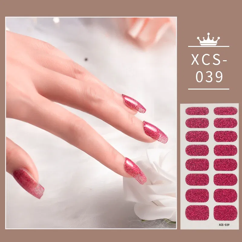 Color: Greyish Brown - Rose Red Shiny Twinkle Full Cover Nail Stickers Sticker For Nails Self Adhesive Nail Sticker Fashion Nail Stickers Beauty