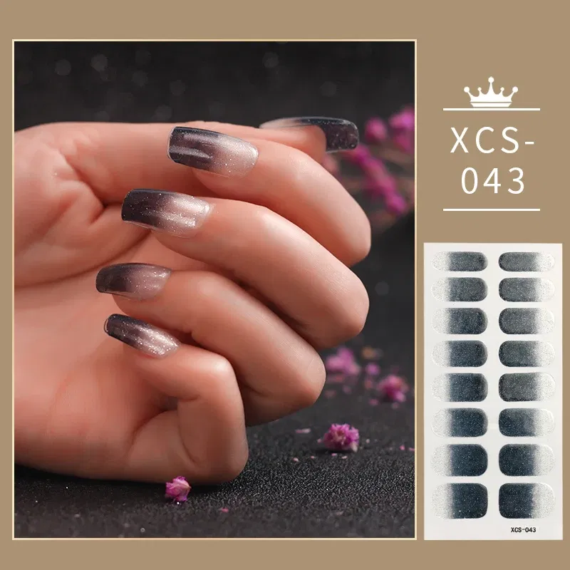 Color: Greyish Brown - Rose Red Shiny Twinkle Full Cover Nail Stickers Sticker For Nails Self Adhesive Nail Sticker Fashion Nail Stickers Beauty