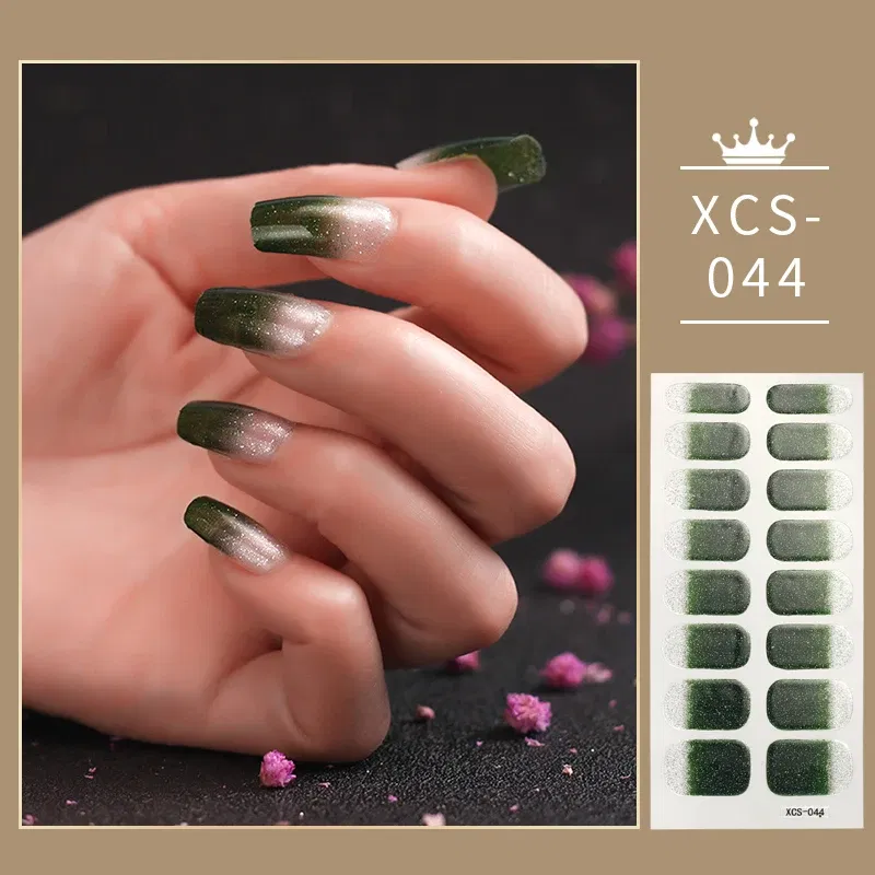 Color: Greyish Brown - Rose Red Shiny Twinkle Full Cover Nail Stickers Sticker For Nails Self Adhesive Nail Sticker Fashion Nail Stickers Beauty