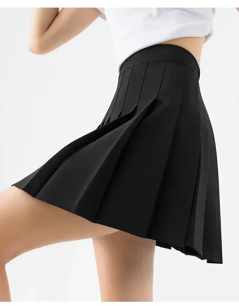 Color: Yellow, Size: XXL - High Waist Pleated Skirt Slim A-Line Mini Harajuku Punk Sexy Female Summer Gothic Clothes Korean Fashion Clothing