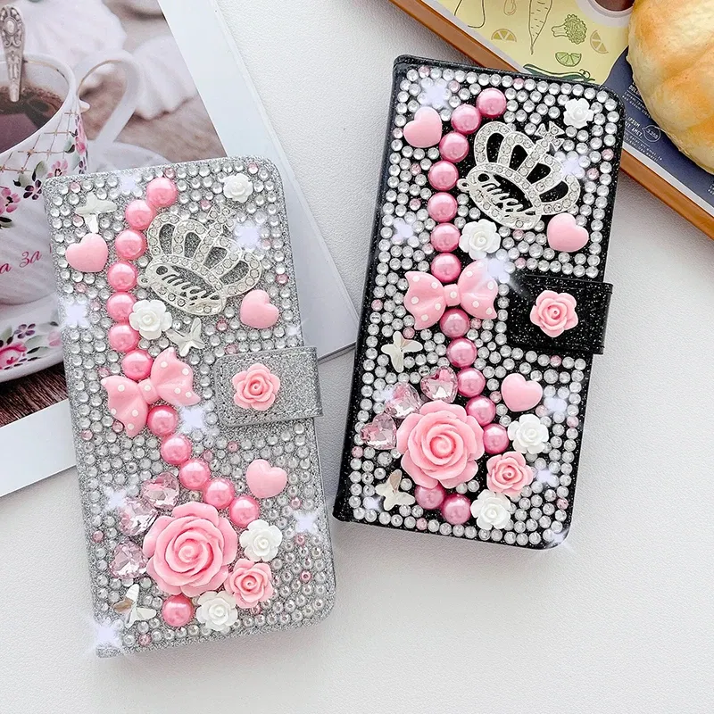 Color: Silver, Material: aluminum - Wallet Glitter Case For Samsung Galaxy S24 FE S23 Ultra S22 Plus S21 S20 A13 A14 A15 A16 A53 A54 A55 A34 Flip Luxury Leather