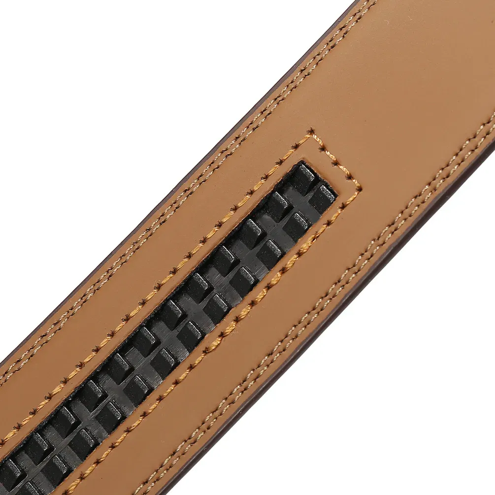 Color: WHITE, Belt Length: 100cm - 90-130cm Brand No Buckle 3.0cm Wide Genuine Leather Automatic Belt Body Strap Without Buckle Belts Men Good Quality No Holes