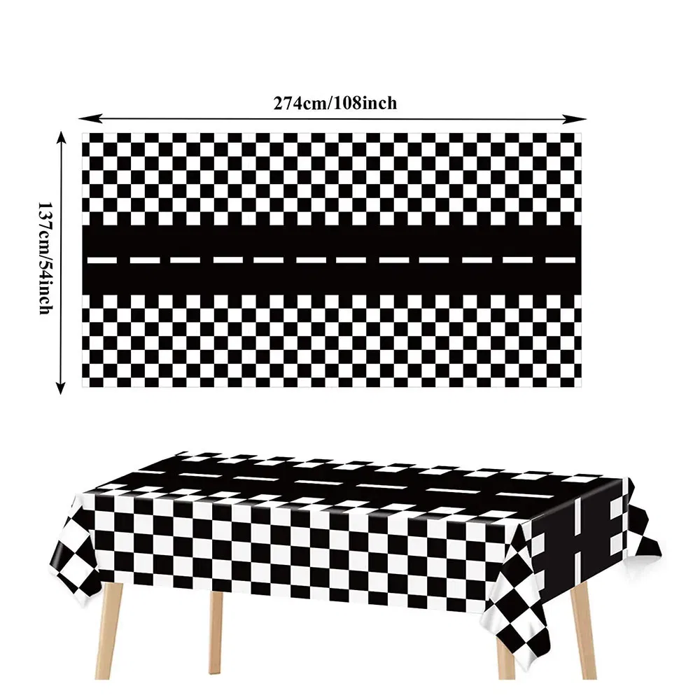 Color: MINT GREEN - Race Car Party Decoration 2M Table Runner Traffic Cones and Racing Checkered Flags Checkered Race Car Party Tablecloths