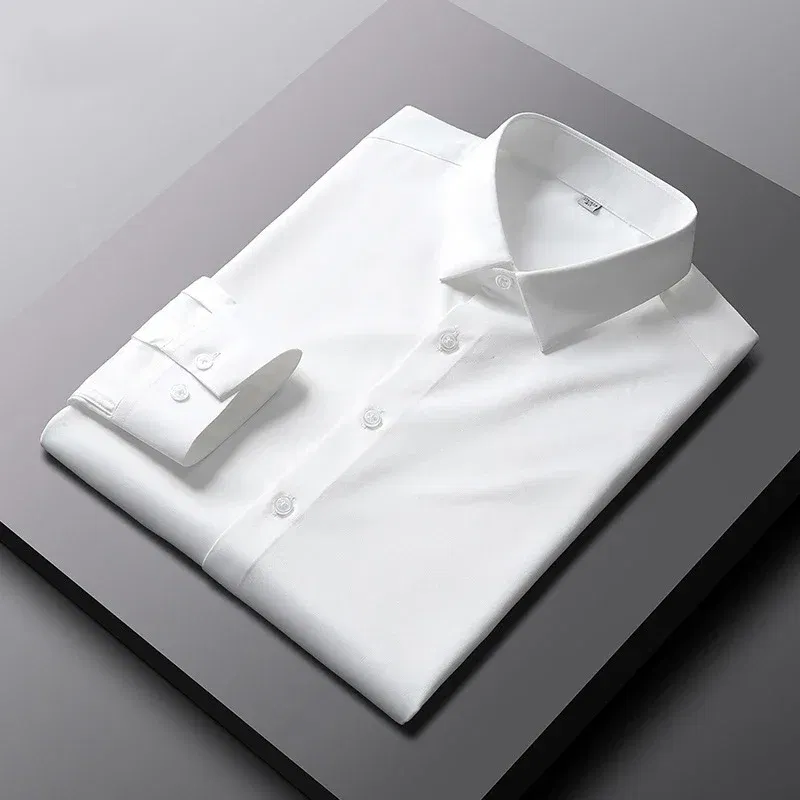 Color: black, Size: 4XL - Men's Casual and Fashionable Long Sleeved Solid Color Shirt Non Ironing and Wrinkle Resistant Business Top