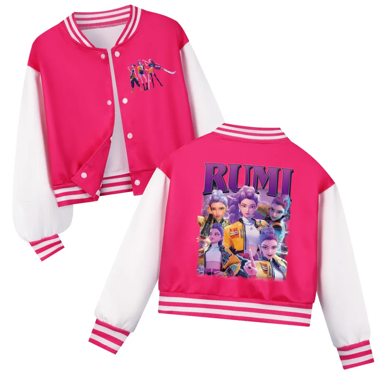 Color: Yellow, Kid Size: 7 - Kids KPop Demon Hunters Huntrix Clothes Boys Baseball Uniform Spring Autumn  Girls Baby Casual Hoodies Children Costume