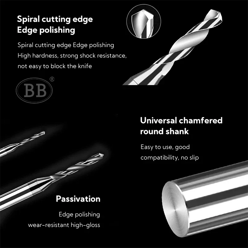 Hole Diameter: 10mm - BB 0.3~2.02mm Micro Drill Solid Carbide Bit Mini CNC Hole Making 3D Shank Diameter 4mm D4 Metal Steel Plastic 1PCS