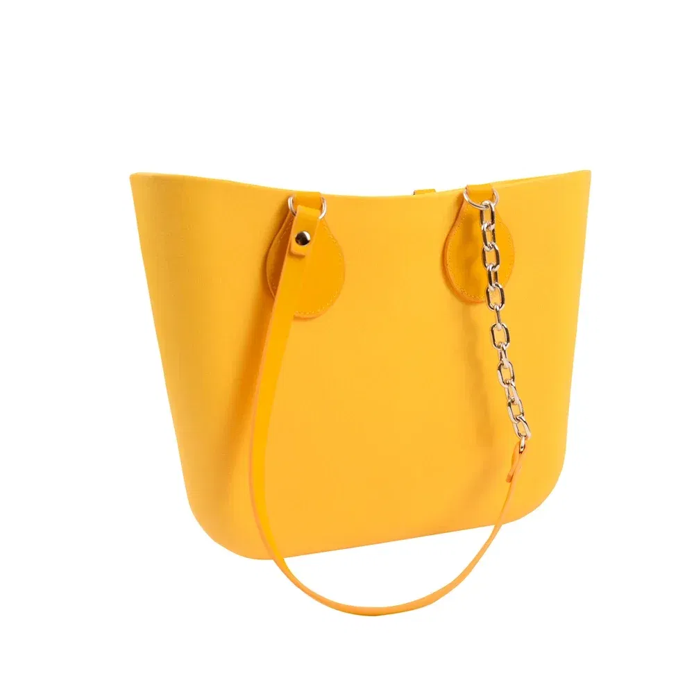 Color: WHITE, Ships From: CHINA - Tanqu New Arrival Long Edge Painting Handles Faux Leather Flat PU Belt and Drops with Thicken Shiny Chain for OBag for EVA O Bag