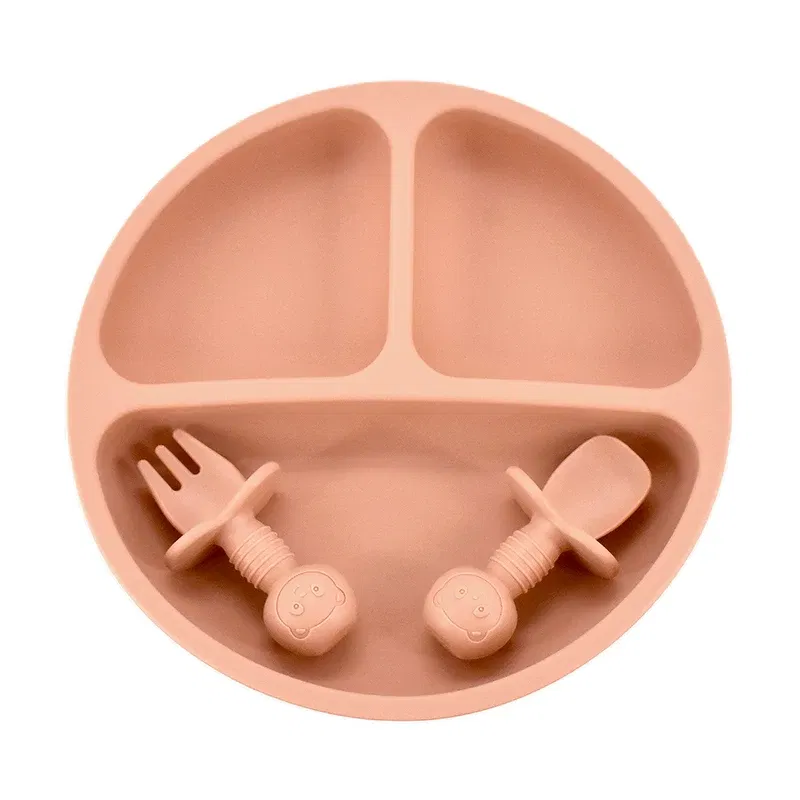 Color: Blue - 9Colors Baby Plate Set Food Grade Silicone Dishes BPA-Free Tableware Kids Feeding Bowls Kids Learning Dishes Tray Dropshiping
