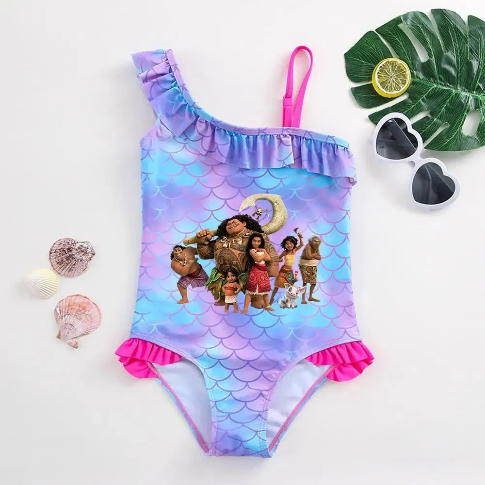 Color: Ivory, Kid Size: 12M - Moana Baby Girl Mermaid Fish Scale Print Swimsuit One-Piece Swimwear Toddler Bathing Suit Beach Outfit