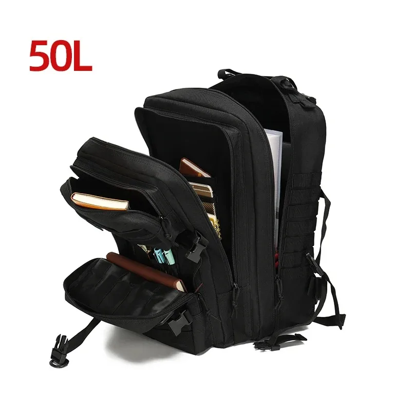 Color: Khaki - 25L/50L Outdoor Sports Fitness Backpack Training Modular Backpack Multifunctional Backpack