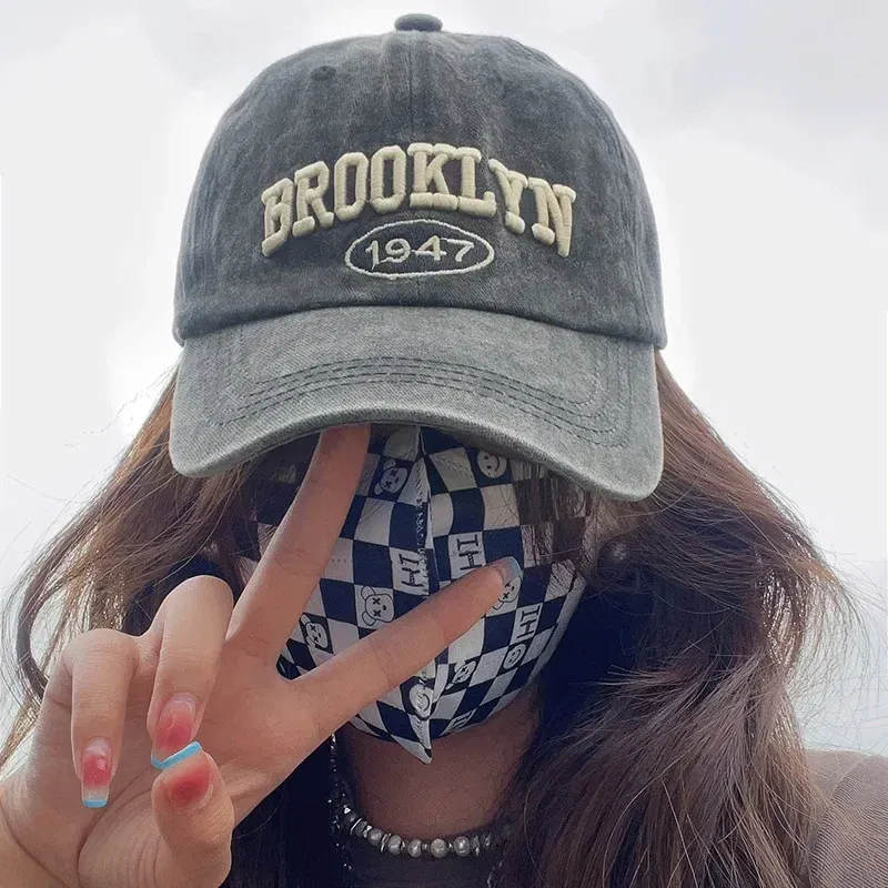 Color: Red - Brooklyn Alphabet Baseball Cap Men Women's Cowboy Baseball Cap Summer Cotton Hat Snapback Hip-Hop Hat Casual Gorra Hombre Visor