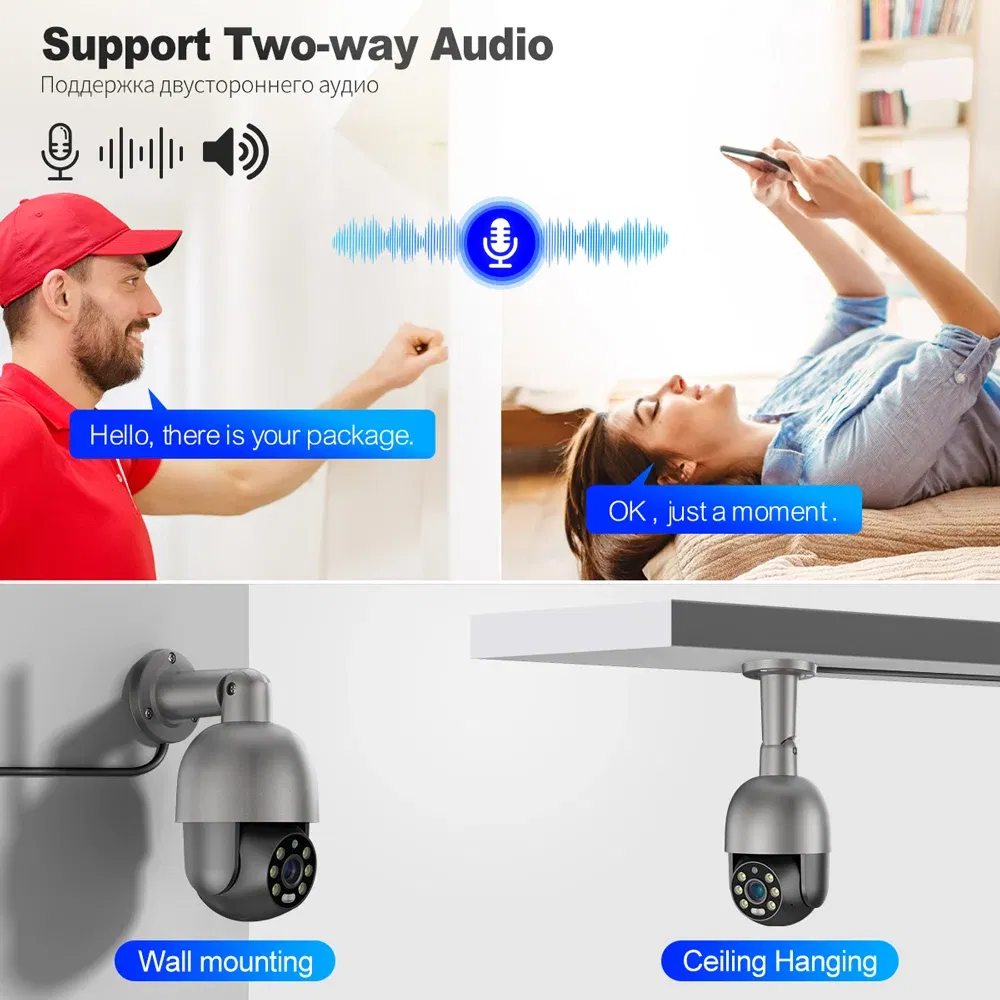 Sensor Size: 1/2.7", Focus: 3.6mm, Ships From: CHINA - Techage 5MP 8MP PoE PTZ IP Camera Outdoor Waterproof 2 Way Audio Camera AI Human Detection Security Camera Xmeye for NVR System